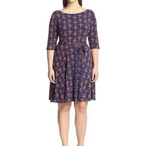 Leota Dresses Leota Llana Giraffe Dress Scoop Neck Fit Flare